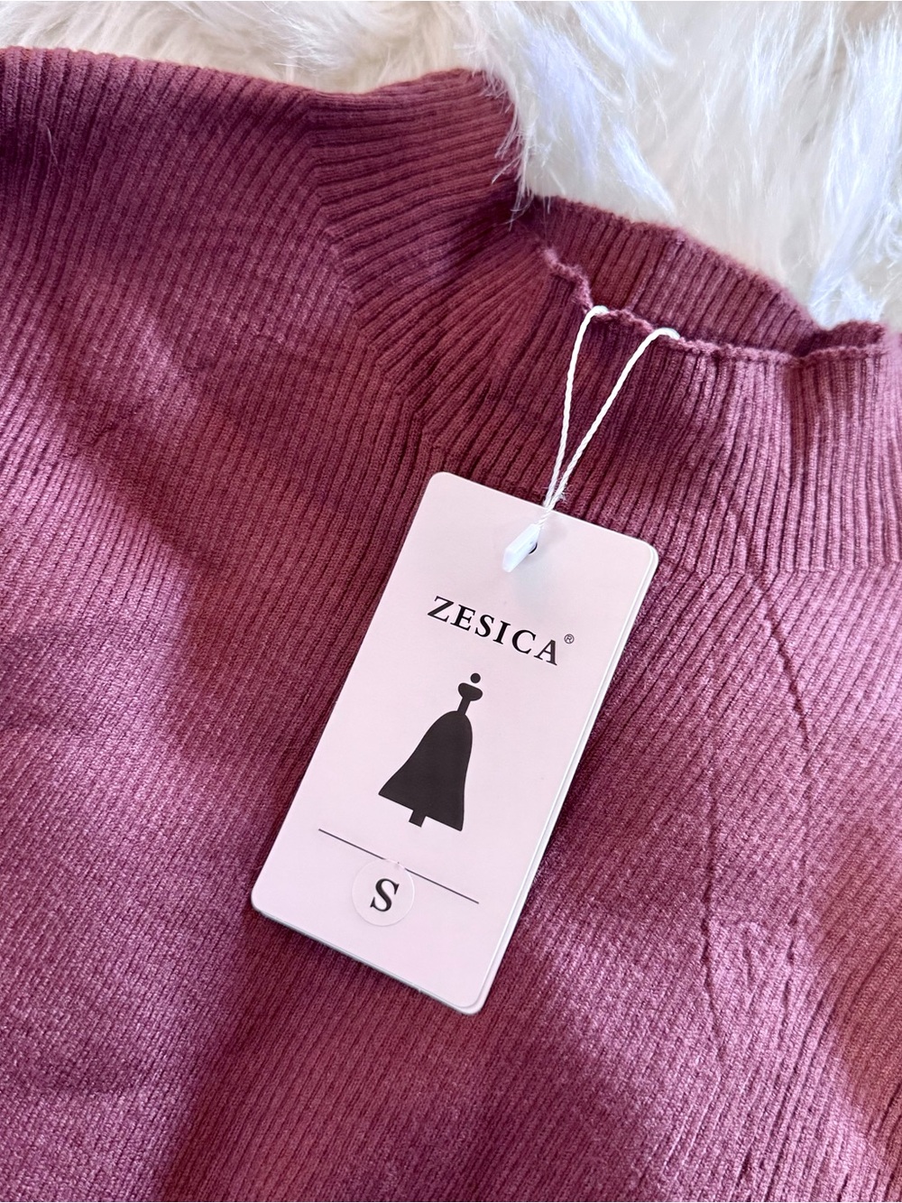 ZESICA Ribbed Knit Midi Sweater Dress Mauve Pink Side Slit Mock Neck NWT Small - Picture 3 of 11